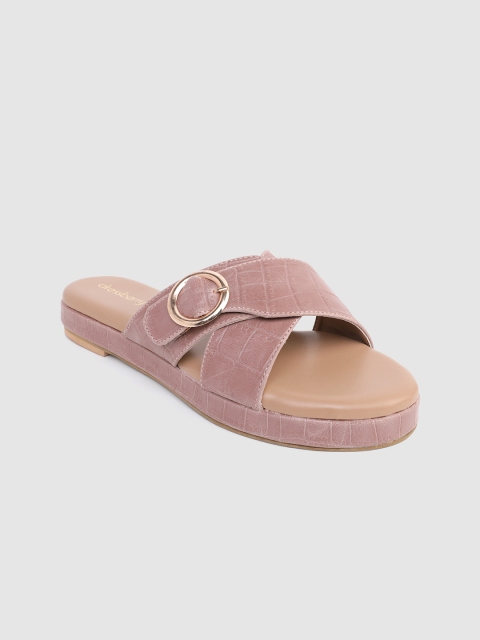

DressBerry Women Pink Open Toe Flats with Buckles