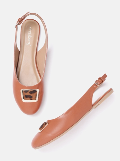 

DressBerry Women Tan Brown Solid Flats