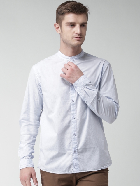 

Celio Blue Self-Striped Casual Shirt