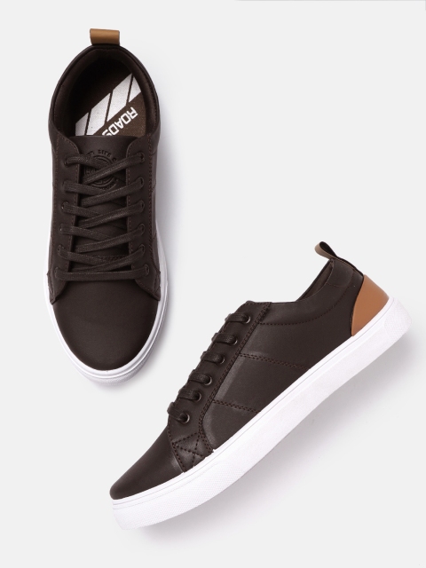 

The Roadster Lifestyle Co Men Black Solid Sneakers, Coffee brown