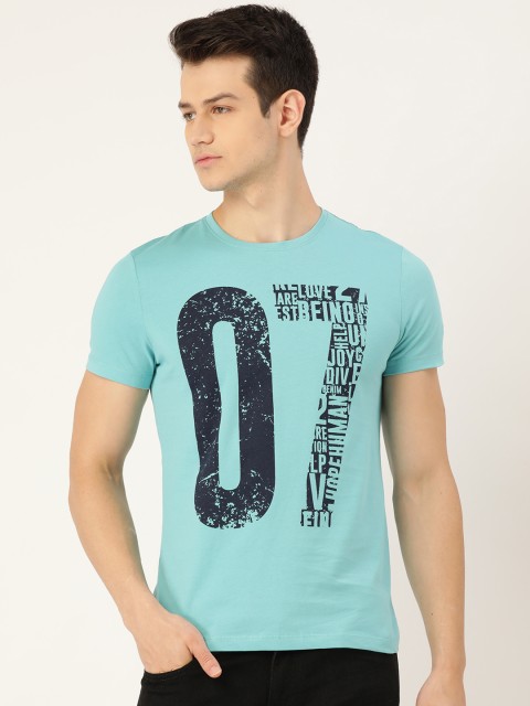 

Being Human Men Blue Typography Print Pure Cotton T-shirt