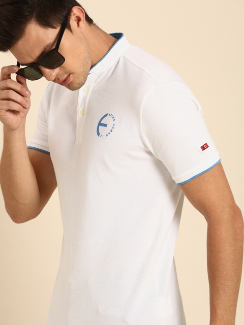 

Being Human Men White Solid Polo Collar T-shirt