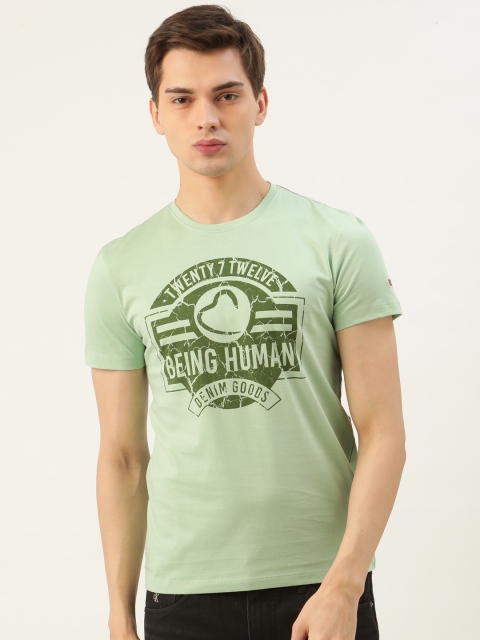 

Being Human Men Green Printed Pure Cotton Round Neck T-shirt