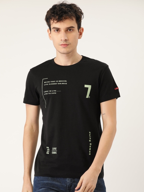 

Being Human Men Black Typography Printed Cotton T-shirt