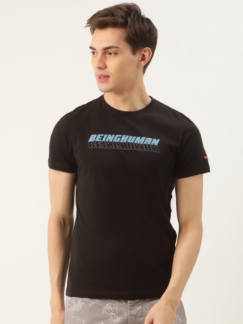 

Being Human Men Black Printed Pure Cotton Round Neck T-shirt