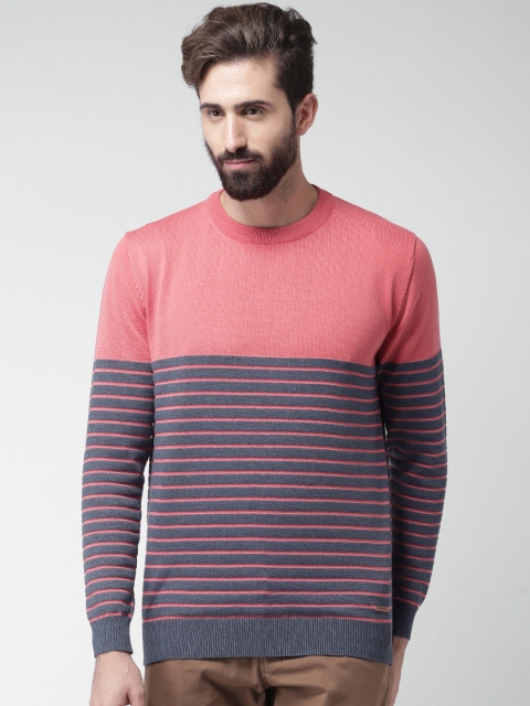 

Mast & Harbour Coral Pink & Navy Striped Sweater
