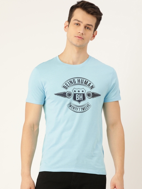 

Being Human Men Blue Pure Cotton Brand Logo Printed T-shirt