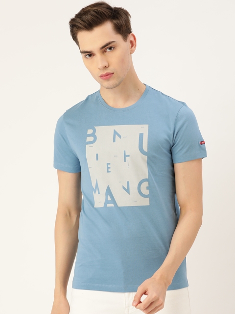 

Being Human Men Blue Off White Typography Printed Pure Cotton T-shirt