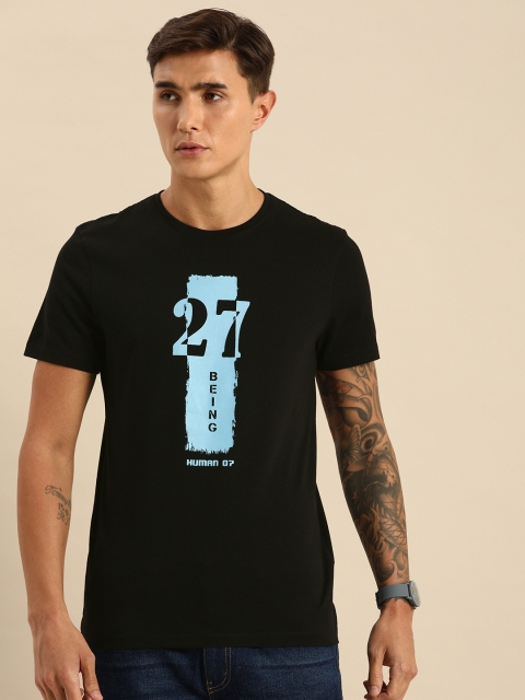

Being Human Men Black Blue Cotton Printed Round Neck Pure Cotton T-shirt