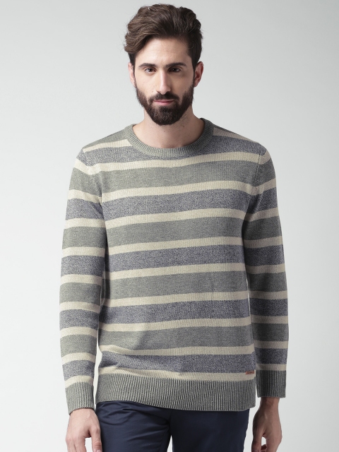 

Mast & Harbour Grey & Navy Striped Sweater