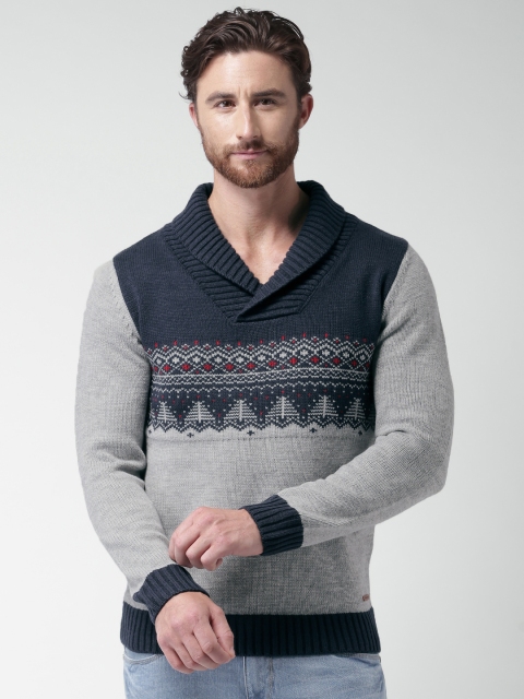 

Mast & Harbour Navy & Grey Fair Isle Pattern Sweater, Navy blue