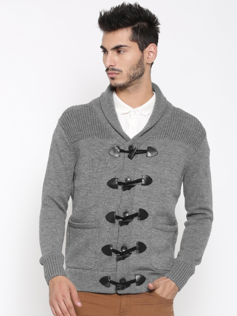 

Mast & Harbour Men Grey Melange Solid Cardigan