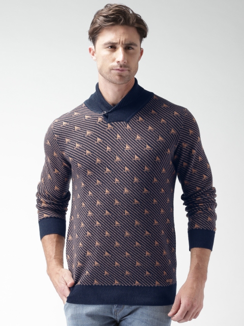 

Mast & Harbour Navy & Orange Sweater, Navy blue