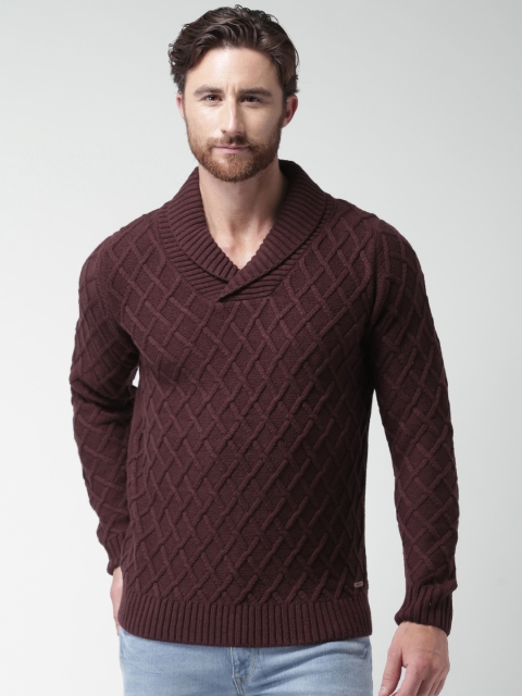 

Mast & Harbour Maroon Patterned Sweater