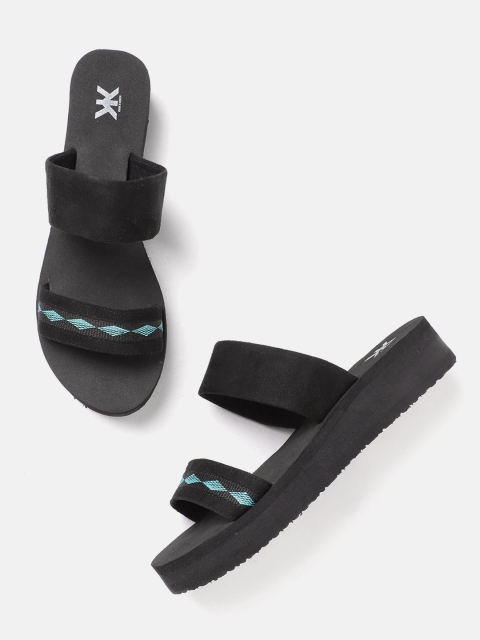 

Kook N Keech Women Black & Blue Woven Design Wedges