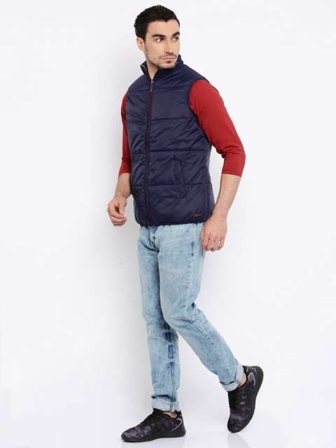 

Mast & Harbour Navy Reversible Sleeveless Puffer Jacket, Navy blue