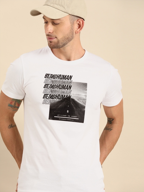 

Being Human Men White Printed Round Neck Pure Cotton T-shirt