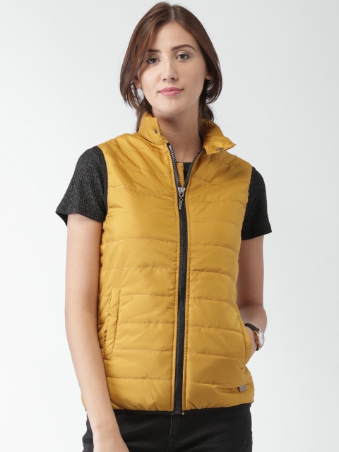 

Mast & Harbour Mustard Yellow Sleeveless Puffer Jacket