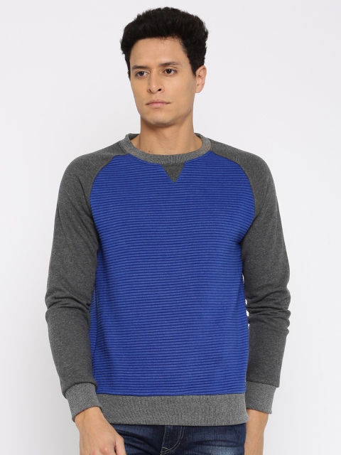 

Mast & Harbour Men Charcoal Colourblocked Pullover Sweatshirt