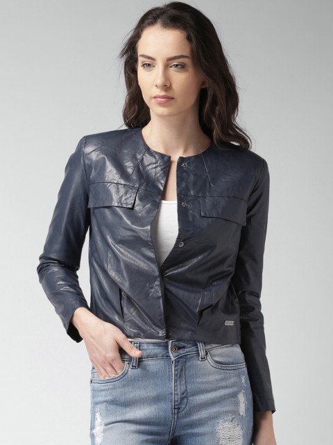 

Mast & Harbour Navy Biker Jacket, Navy blue