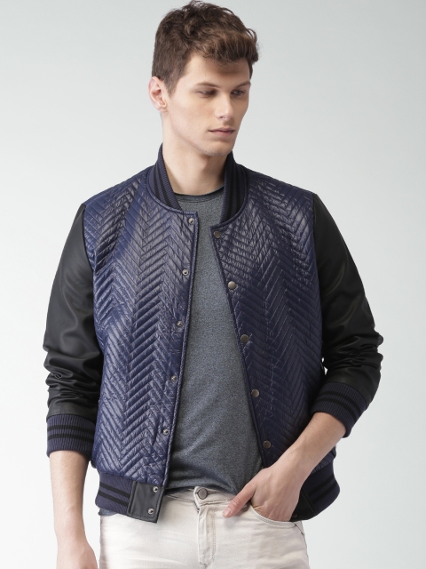 

Mast & Harbour Navy & Black Quilted Bomber Jacket, Navy blue