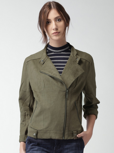 

Mast & Harbour Olive Green Biker Jacket