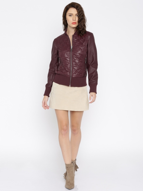 

Mast & Harbour Burgundy Quilted Bomber Jacket