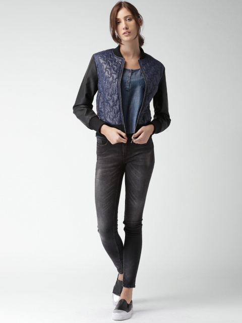 

Mast & Harbour Navy & Black Quilted Bomber Jacket, Navy blue