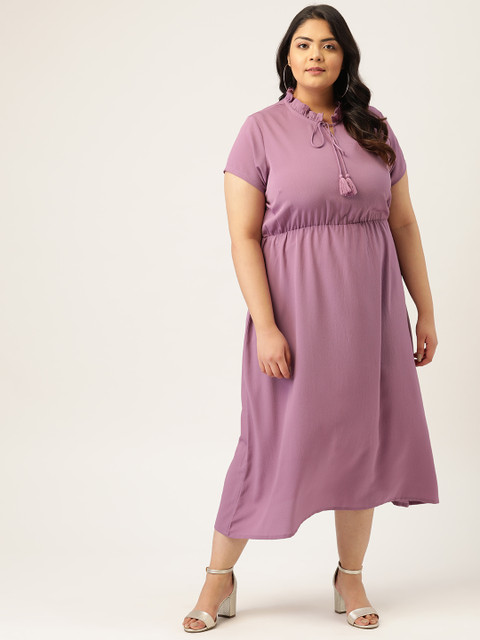 

MELON Plus Size Women Purple Solid Fit and Flare Dress