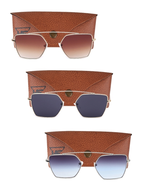 

Swiss Design Unisex Pack Of 3 Browline UV Protected Sunglasses SDSG58, Brown