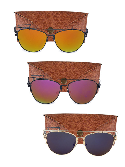 

Swiss Design Unisex Set of 3 Aviator Sunglasses SDSG28, Orange