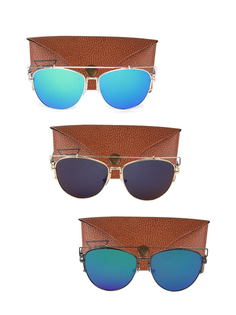 

Swiss Design Unisex Pack Of 3 Oval Sunglasses SDSG41, Blue