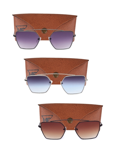 

Swiss Design Unisex Pack Of 3 Browline UV Protected Sunglasses SDSG64, Brown