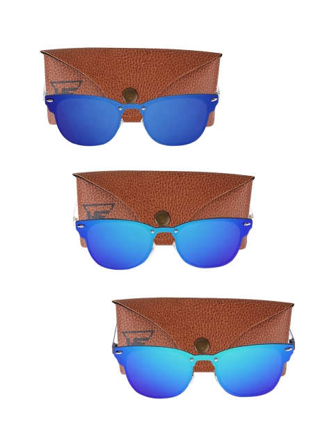 

Swiss Design Unisex Pack Of 3 Browline Sunglasses SDSG11, Blue