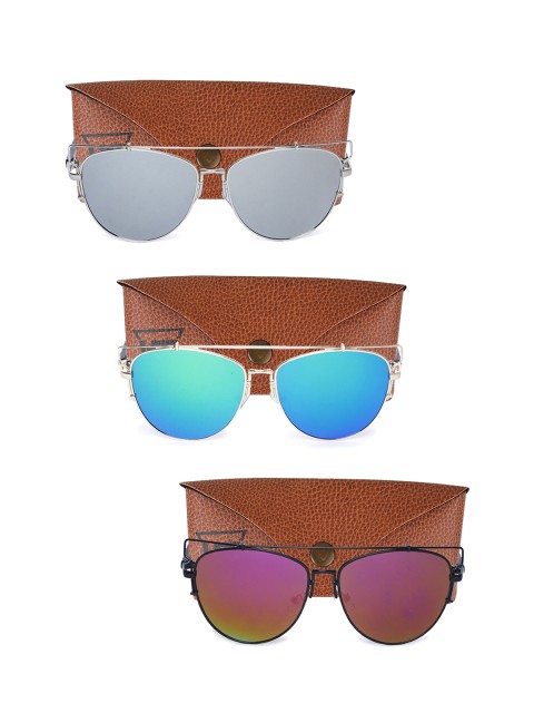 

Swiss Design Unisex Pack of 3 Wayfarer Sunglasses SDSG34, Silver