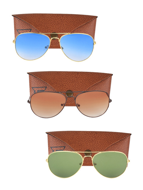 

Swiss Design Unisex Set of 3 Aviator Sunglasses SDSG117, Blue