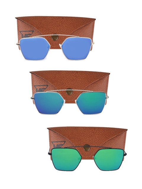 

Swiss Design Unisex Set Of 3 Square Sunglasses SDSG91, Blue