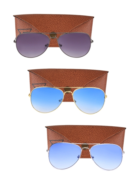 

Swiss Design Unisex Pack of 3 Aviator Sunglasses SDSG110, Grey