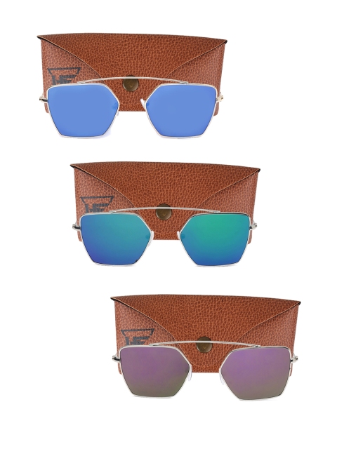 

Swiss Design Pack Of 3 Unisex Square UV Protected Sunglasses SDSG90, Blue