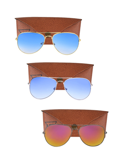 

Swiss Design Unisex Pack Of 3 Aviator Sunglasses SDSG116, Blue