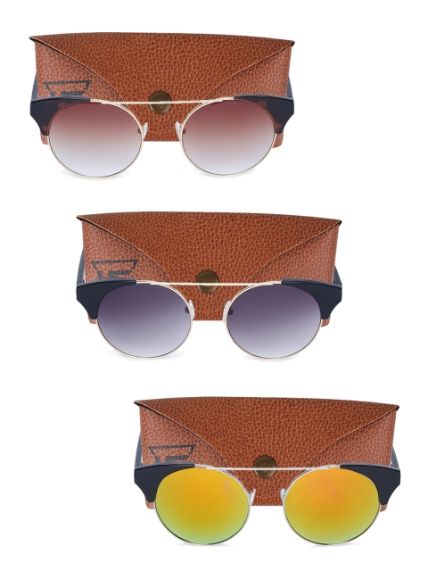

Swiss Design Pack Of 3 Unisex Cateye UV Protected Sunglasses SDSG17, Brown