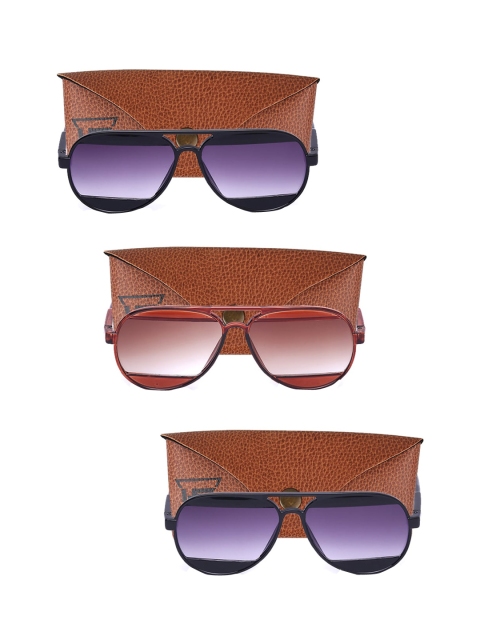

Swiss Design Unisex Pack Of 3 Aviator Sunglasses SDSG104, Grey