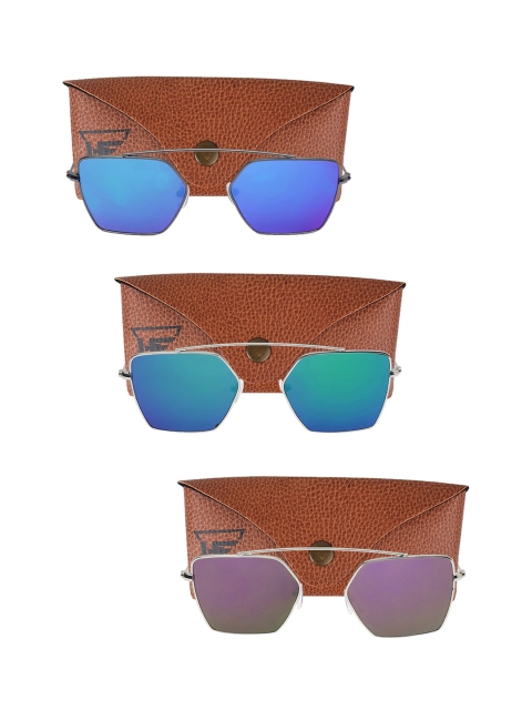 

Swiss Design Unisex Pack of 3 Square Sunglasses SDSG84, Blue