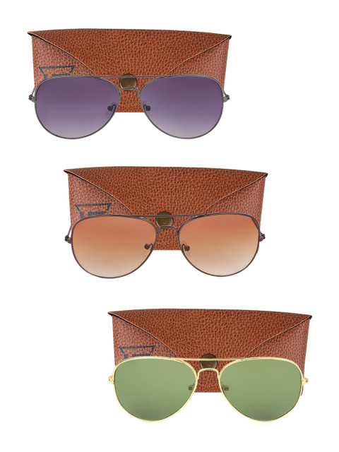 

Swiss Design Unisex Pack Of 3 Aviator Sunglasses SDSG113, Grey