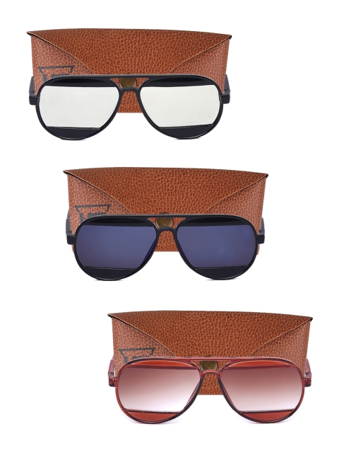 

Swiss Design Unisex Pack Of 3 Aviator Sunglasses SDSG102, Silver