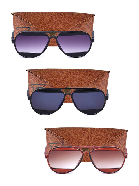 

Swiss Design Pack Of 3 Unisex Aviator UV Protected Sunglasses SDSG99, Grey