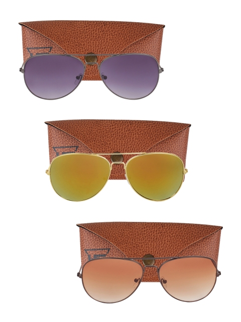 

Swiss Design Unisex Set Of 3 Aviator Sunglasses SDSG112, Grey