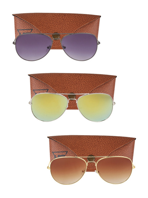 

Swiss Design Unisex Pack of 3 Aviator Sunglasses SDSG115, Grey