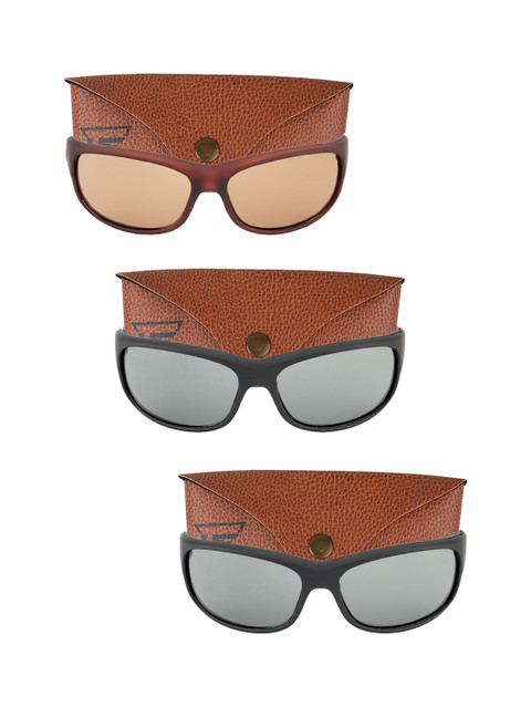 

Swiss Design Pack Of 3 Unisex Rectangle UV Protected Sunglasses SDSG105, Brown