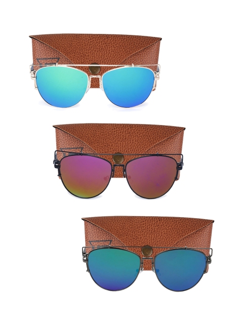 

Swiss Design Unisex Set of 3 UV Protected Aviator Sunglasses SDSG40, Green